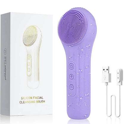 Sonic Facial Cleansing Brush – Waterproof, Rechargeable, Deep Clean Face Scrubber
